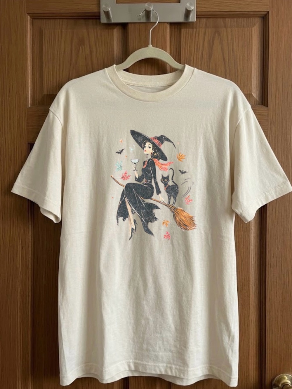 Chic Witch Martini Black Cat Halloween Spooky Season Fall Graphic Tee
